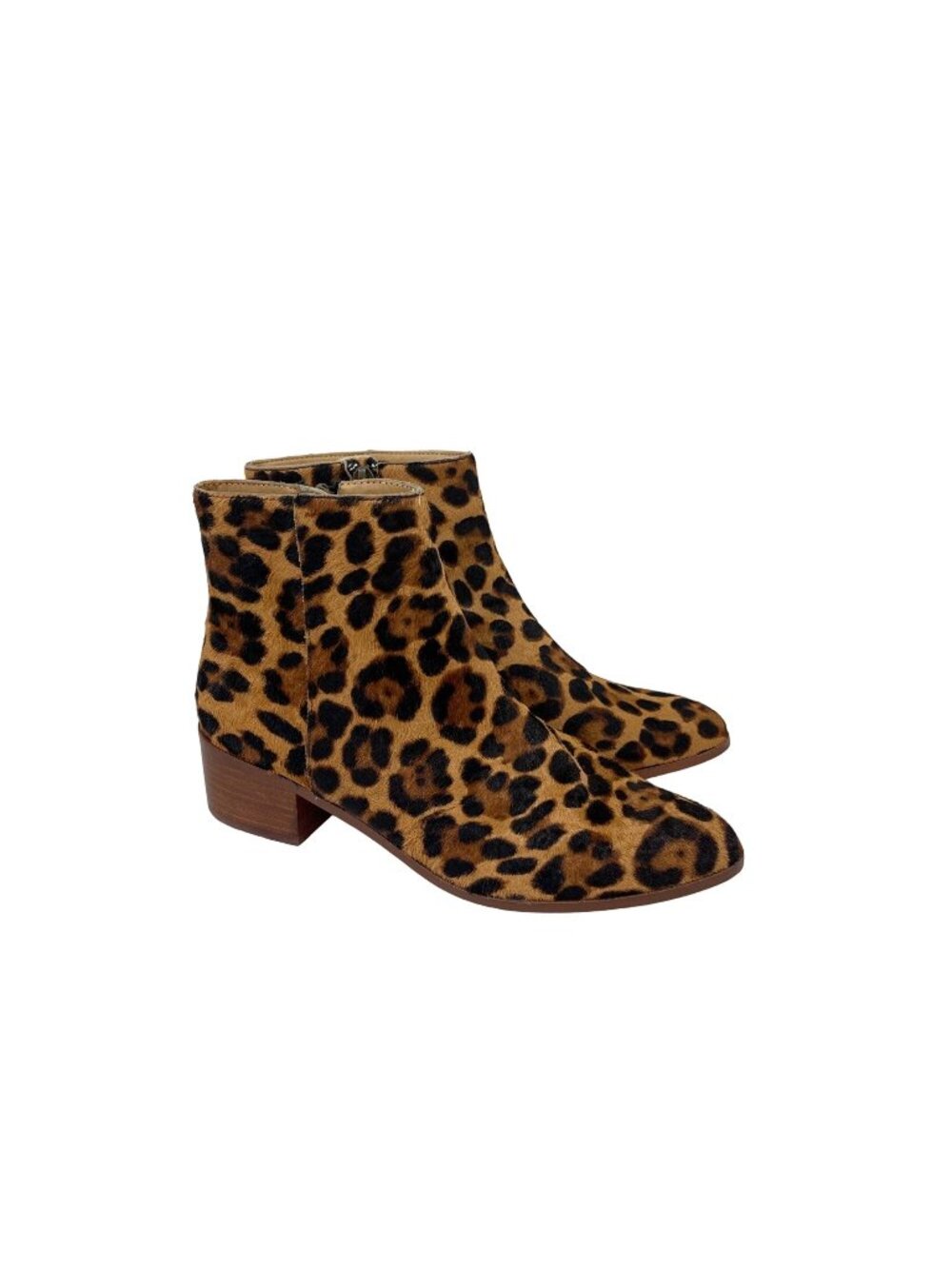 J Crew Factory Walker Calf Hair Leather Side Zip Ankle Booties Shoes Womens 7.5